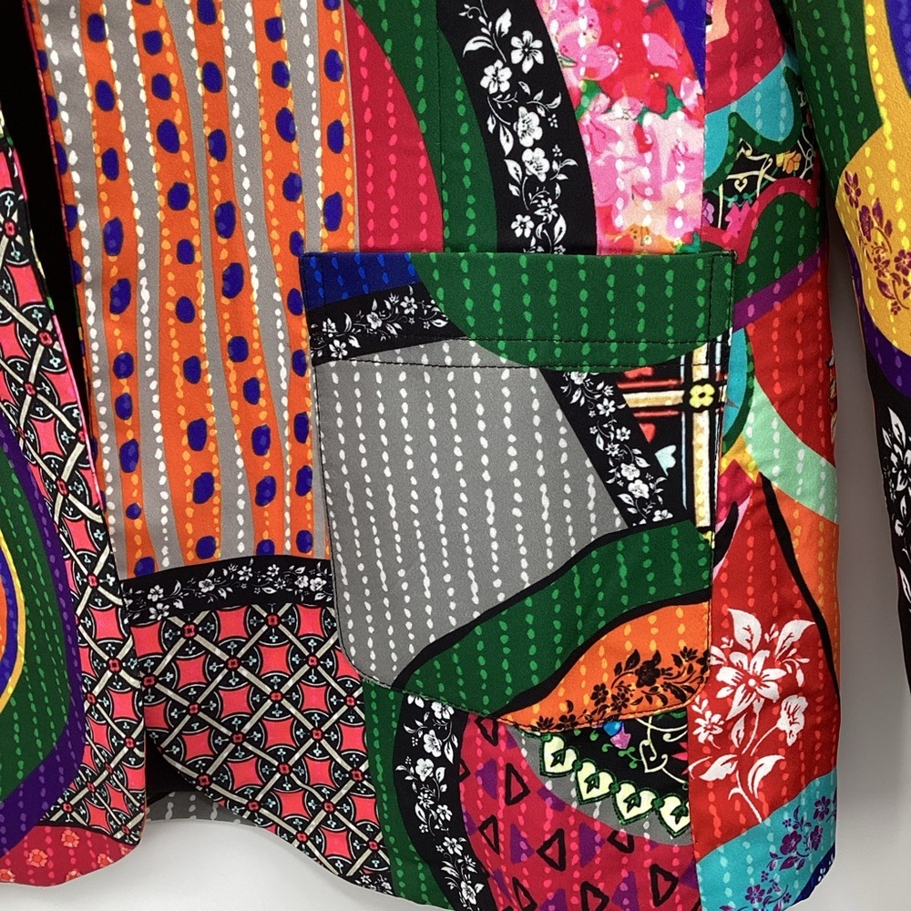 Women's Colorful Patchwork Blazer - Picture 5 of 11